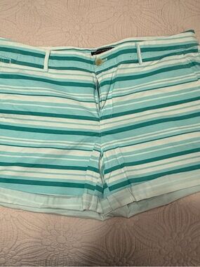 Banana Republic Teal & White Striped Women's Shorts